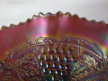Load image into Gallery viewer, Vintage Northwood Amethyst Carnival Glass Grape &amp; Cable Pattern Pie Crust Decor Bowl
