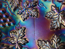 Load image into Gallery viewer, Vintage Northwood Amethyst Carnival Glass Grape &amp; Cable Pattern Pie Crust Decor Bowl
