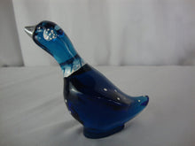 Load image into Gallery viewer, Vintage Fenton Indigo Blue Glass Handpainted Winter Goose Figurine
