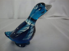 Load image into Gallery viewer, Vintage Fenton Indigo Blue Glass Handpainted Winter Goose Figurine
