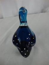 Load image into Gallery viewer, Vintage Fenton Indigo Blue Glass Handpainted Winter Goose Figurine
