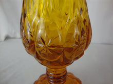 Load image into Gallery viewer, MCM Kanawha Amber Glass Moon Stars Swung Pedestal Vase
