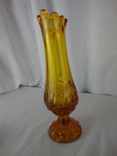 Load image into Gallery viewer, MCM Kanawha Amber Glass Moon Stars Swung Pedestal Vase
