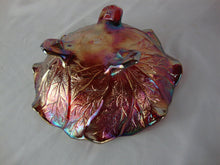 Load image into Gallery viewer, Vintage Imperial Glass Red Carnival Glass Acanthus Leaf Shallow Footed Decor Bowl
