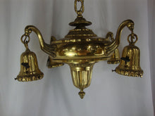 Load image into Gallery viewer, Vintage Brass Four Arm Bell Ceiling Mount Light Fixture UNTESTED
