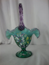 Load image into Gallery viewer, Vintage Fenton New Century Green Purple Handpainted Signed Decor Glass Basket
