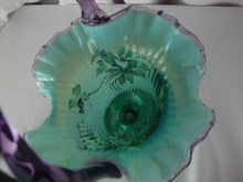 Load image into Gallery viewer, Vintage Fenton New Century Green Purple Handpainted Signed Decor Glass Basket

