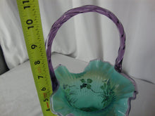Load image into Gallery viewer, Vintage Fenton New Century Green Purple Handpainted Signed Decor Glass Basket
