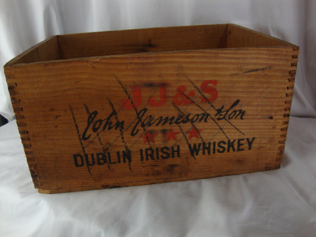 Vintage Jameson Whiskey Wood Crate US Military NCO Club Germany Stamp