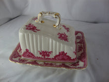 Load image into Gallery viewer, Vintage Bristol House Red Floral Cheese Butter Dish with Angled Dome Lid
