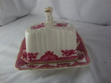 Load image into Gallery viewer, Vintage Bristol House Red Floral Cheese Butter Dish with Angled Dome Lid
