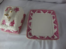 Load image into Gallery viewer, Vintage Bristol House Red Floral Cheese Butter Dish with Angled Dome Lid
