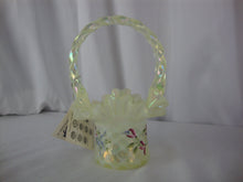 Load image into Gallery viewer, Vintage Fenton Art Glass Handpainted Topaz Glass Small Decor Basket
