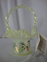 Load image into Gallery viewer, Vintage Fenton Art Glass Handpainted Topaz Glass Small Decor Basket
