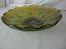 Load image into Gallery viewer, Antique Millersburg Fenton Green Carnival Blackberry Wreath Scallop Edge Bowl
