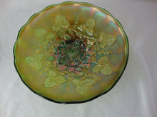 Load image into Gallery viewer, Antique Millersburg Fenton Green Carnival Blackberry Wreath Scallop Edge Bowl
