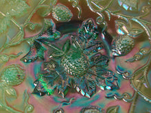 Load image into Gallery viewer, Antique Millersburg Fenton Green Carnival Blackberry Wreath Scallop Edge Bowl
