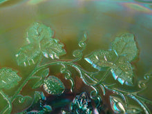 Load image into Gallery viewer, Antique Millersburg Fenton Green Carnival Blackberry Wreath Scallop Edge Bowl
