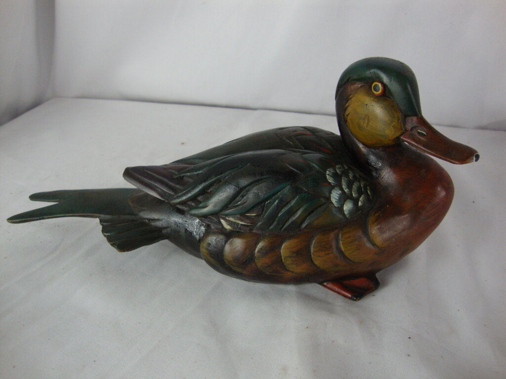 Vintage Miguel Ruelas Signed Hand Carving Sitting Duck Figurine