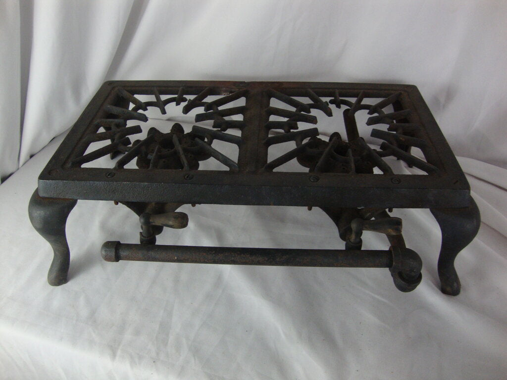 Vintage Quality Newark OH Cast Iron Camp Double Gas Burner REPAIRED