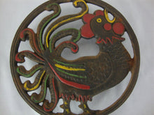 Load image into Gallery viewer, Vintage Wiliton Cast Iron Crowing Roosters Opposing Wall Counter Trivet Pair
