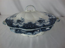 Load image into Gallery viewer, Antique W Adams Rosetta Blue Transferware Covered Casserole Serving Dish
