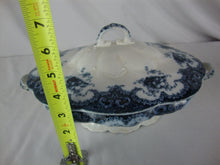 Load image into Gallery viewer, Antique W Adams Rosetta Blue Transferware Covered Casserole Serving Dish
