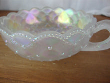 Load image into Gallery viewer, Vintage Imperial Glass White Carnival Glass Pansy Motif Nappy Bowl
