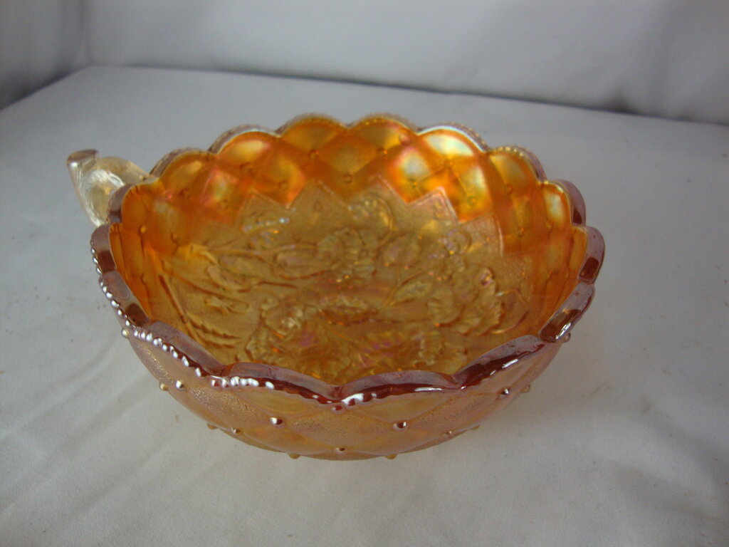 Vintage Imperial Glass Marigold Carnival Glass Pansy Motif Nappy Bowl