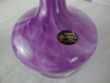 Load image into Gallery viewer, Vintage White Cristal Italy Purple White Swirl Blown Glass Pedestal Vase
