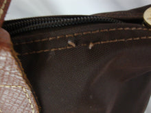 Load image into Gallery viewer, Longchamp France Dark Brown Canvas Body Leather Strap Medium Shoulder Hand Bag Purse

