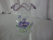Load image into Gallery viewer, Vintage Fenton Purple Crest Spiral Optic Handpainted Small Vase
