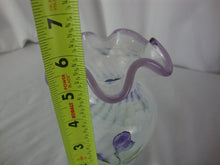 Load image into Gallery viewer, Vintage Fenton Purple Crest Spiral Optic Handpainted Small Vase
