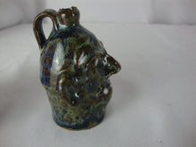 Load image into Gallery viewer, Marvin Bailey Folk Art Pottery Mini Green Blue Brown 4 Spaced Tooth Ugly Jug 3&quot; Inch
