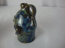 Load image into Gallery viewer, Marvin Bailey Folk Art Pottery Mini Green Blue Brown 4 Spaced Tooth Ugly Jug 3&quot; Inch
