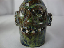 Load image into Gallery viewer, Marvin Bailey Folk Art Pottery Mini Green Blue Brown 4 Spaced Tooth Ugly Jug 3&quot; Inch
