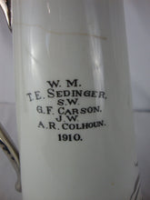 Load image into Gallery viewer, 1910 Masonic Lodge No 9 Trenton NJ Ceramic Fluted Ewer Pitcher
