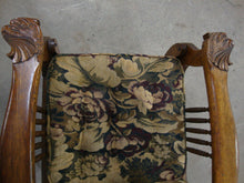 Load image into Gallery viewer, Antique Morris Style Upholstered Oak Recliner Lion Handrests
