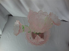 Load image into Gallery viewer, Antique Victorian Pink Green Textured Glass Three Horn Epergne Two Leaf Centerpiece Bowl
