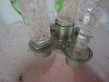 Load image into Gallery viewer, Antique Victorian Pink Green Textured Glass Three Horn Epergne Two Leaf Centerpiece Bowl
