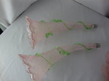 Load image into Gallery viewer, Antique Victorian Pink Green Textured Glass Three Horn Epergne Two Leaf Centerpiece Bowl
