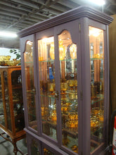 Load image into Gallery viewer, Vintage Painted Oak Beveled Glass China Display Lighted One Piece Cabinet
