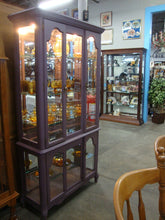 Load image into Gallery viewer, Vintage Painted Oak Beveled Glass China Display Lighted One Piece Cabinet
