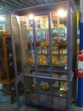 Load image into Gallery viewer, Vintage Painted Oak Beveled Glass China Display Lighted One Piece Cabinet

