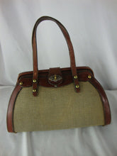 Load image into Gallery viewer, 1960s John Romain Tweed Leather Satchel Handbag Purse
