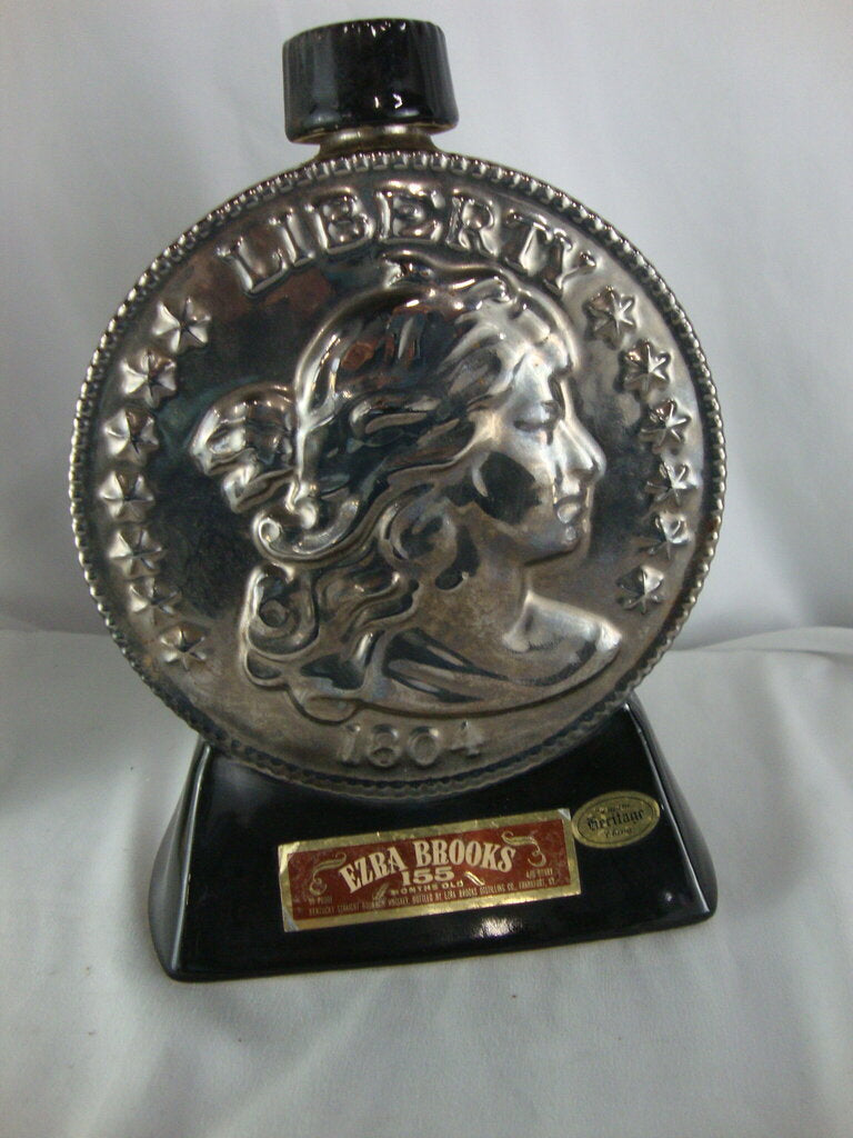 1969 Ezra Brooks Heritage 1804 US Silver Dollar Replica Liquor Decanter Bottle *Empty