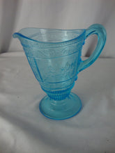 Load image into Gallery viewer, Vintage Willow Oak EAPG Aqua Glass Pedestal Creamer Small Pitcher
