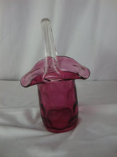 Load image into Gallery viewer, Vintage Fenton Cranberry Thumbprint Glass Basket with Clear Handle
