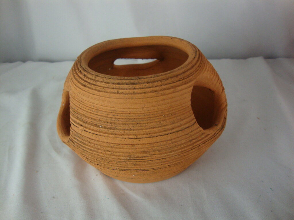 Vintage Craven Pottery Three Hole Clay Strawberry Pot Planter