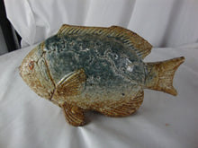 Load image into Gallery viewer, Rustic Glazed Blue/Tan Fish Figurine
